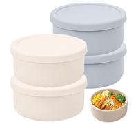 VEGOATY Lot de 4 boîtes à pizza avec couvercle, parfaites comme boîte à pizza, boîte de fermentation, boîte à pâte, ronde, 14,5 x 6,5 cm, avec couvercle, boîte de fermentation pliable pour pâte à