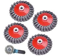 VEGOATY Lot de 4 brosses métalliques pour meuleuse d'angle M14, 125 mm, acier au carbone, fil droit