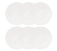 VEGOATY Lot de 6 grandes assiettes à pâtes, 21,5 x 3,5 cm, en porcelaine, réutilisables, pour pâtes, assiettes creuses pour pâtes, salade, vaisselle, soupes (blanc)