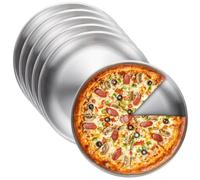 VEGOATY Lot de 6 plaques à pizza rondes en acier inoxydable - 20 cm - En acier au carbone revêtu - Sain et non toxique - Facile à nettoyer et passe au lave-vaisselle