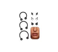 Vegolita Anneaux de nez en titane G23 pour homme et femme - Pour peaux sensibles - Filetage interne - 8 à 12 mm, 18G, Métal, zirconium carré