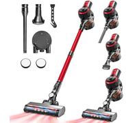 VEGREM Aspirateur Balai Sans Fil 25Kpa, Aspirateur Sans Fil de 160W avec 2 Modes, Aspirateurs Balais et Balais électriques Tube Télescopique, Lumières LED, Jusqu'à 40 Minutes d'Autonomie