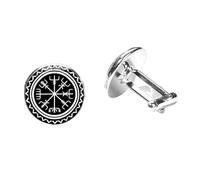 Vegvisir Boutons de manchette Viking boussole nordique en verre Cabochon pour homme, Verre