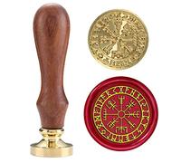 Vegvisir Tampon de cire à cacheter boussole viking rune sceaux en cuivre avec poignée en bois, ce qui signifie inverser la malchance