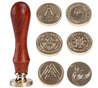 Vegvisir Viking Rune Wax Seal Stamp Set 6PCS VegVisière Viking Sealing Wax Stamp Têtes 0.98''/25mm Custom Wax Stamp 1PCS Bois Hilt Sealing Stamp Set