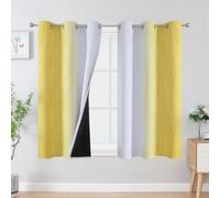 VEHEDE Rideaux occultants à œillets de couleur dégradée jaune et blanc grisâtre de 137 cm de longueur pour chambre/salon, rideaux de cuisine à isolation thermique avec œillets ombres, blocage de