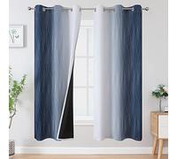 VEHEDE Rideaux occultants à isolation thermique réduisant le bruit - Rideaux ombrés de 183 cm pour chambre à coucher, rideaux à oeillets dégradés à blocage de lumière pour salon, 107 x 183 cm, bleu