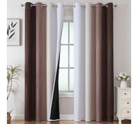 VEHEDE Rideaux occultants ombrés pour chambre à coucher - 228,6 cm de hauteur - Rideaux à isolation thermique pour porte coulissante - Rideaux antibruit pour salon - 132,1 x 228,6 cm (l x L) - Marron
