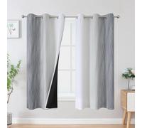 VEHEDE Rideaux occultants ombrés pour chambre d'enfant, isolation thermique et réduction du bruit, rideaux dégradés 160 cm de chute pour salon, L107 x L160 cm, gris et blanc grisâtre, 2 panneaux