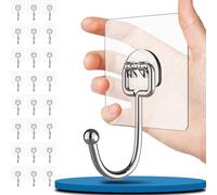 Vehepeay Crochet Mural Adhesif Grand 24 pièces (Max 15KG), Crochets Adhésifs sans perçage pour Grands Objets, Antirouille Crochets auto-adhésifs pour la Salle de Bain, La Cuisine et le Plafon