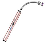 VEHHE Briquet Electrique, Rechargeable par USB Briquet Electrique à Arc avec écran LED Long col Flexible Convient pour la Cuisine, Les Bougies, Les Gazinières, Les Barbecues, Roségold