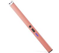 VEHHE Briquet Électrique Rechargeable USB-C à Arc, Allume Bougie sans Gaz avec Double Sécurité, Briquet Long 19,2 cm Anti-Vent pour Cuisine BBQ (pour Allumer Le Gaz Aussi) - Rose