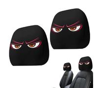 Vehicle Headrest Cover - Cartoon Eyes Design, Flexible Stretch Guard, Dirt Resistant Protector, Soft Breathable Material | Perfect for Car SUV Truck Interior Decoration Seat Protection Stylish Upgrade