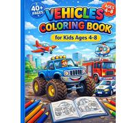 Vehicles Coloring Book for Kids Ages 4-8: Trace, Learn & Color Trucks, Cars, Planes & Construction Vehicles | Fun Educational Activity Book: ... Vocabulary, Creativity, and Fine Motor Skills