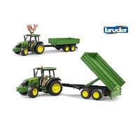 Véhicule Agricole Bruder JOHN DEERE Tracteur Avec Remorque, Modèle 02108, Pour