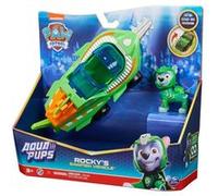 PAW Patrol PAT' PATROUILLE AQUA PUPS - Voiture + Figurine Rocky - Voiture Pat Patrouille Rocky - Figurine à Collectionner - Thème Mer Et Aventures Sous-Marines - - Jouet Enfant 3 Ans +
