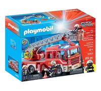 Véhicule - Camion de pompiers avec échelle pivotante - Radiocommandé - Lumineux et sonore - 39x13x17 cm