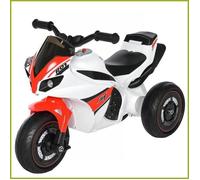 Véhicule de Jeu Moto - HOMCOM - Pour 18-36 Mois avec Musique - Stable &amp Sécurisé - Blanc