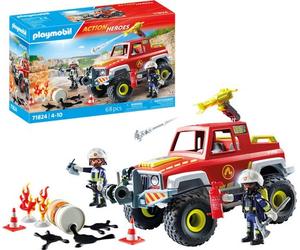 Vehicule de pompiers avec bidon enflamme - 71824