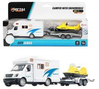 Véhicule Minature - Camping Car + Remorque Et Moto Neige
