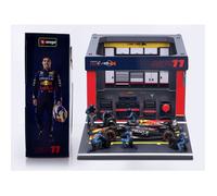 Véhicule miniature de collection - BBURAGO - Red Bull RB19 Pit Pass Diorama Playset (S. Pérez, 2023) - Échelle 1/43 - Rouge