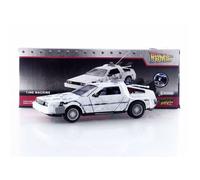Jada Hollywood Rides - Retour vers le futur Time Machine (version Frost) - Échelle 1:24 - Voiture moulée sous pression - Portes et capots qui s'ouvrent - Édition Hobby - À partir de 8 ans - Argent