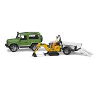 Bruder Voiture miniature Land Rover Defender avec remorque