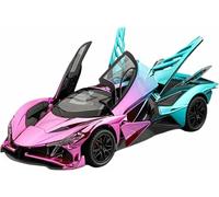 Véhicule Miniature métal moulé sous Pression l'épour Chelle 1:24 réplique la Supercar Apollo Evo Alliage avec Portes entièrement ouvrantes Effets sonores Lumineux Fonction rétrofriction(Powder Blue)