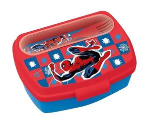 Vehicule Porteur Tataway Boîte à Sandwich Rouge Marvel pour Enfants en Plastique Spiderman Spiderman avec Cuillère et Fourchette