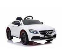 Véhicule pour enfants - voiture électrique "Mercedes C63 AMG" - sous licence - batterie 12V7AH + 2,4Ghz+siège cuir+EVA-blanc