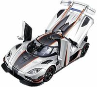 Véhicule pour Miniature métal moulé sous Pression l'épour Chelle 1:24 pour Koenigsegg One Supercar Voiture Alliage pour modèle réduit avec Son lumière véhicule Statique rétrofriction(Argent)