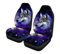 VéHicule Protection Tapis Housse De Siège Voiture Protection Universelle Avec Impression Loup Animal Housse Couvre Sieges(2 pcs)