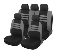 VéHicule Protection Tapis Housses Siège Automobiles Universelles 9 Pièces Housse Protection Décorative À Rayures Horizontales Housse Couvre Sieges(Grey)