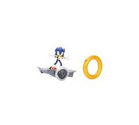 Sonic the Hedgehog Véhicule RC de vitesse, comprend une figurine sonique articulée de 15 cm, un skateboard RC et un contrôleur d'anneau doré pour effectuer des tours et des tours, les roues s'allument
