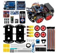 Véhicule robot intelligent 4WD DIY Kit de construction avec suivi de ligne | und WLAN, Acryl Metall Elektronik für Arduino Projekte, Schwarzes für Smart Auto Kit 30x22x14cm