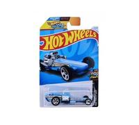 Vehicule Rockin Railer 1:64, Bleu - pour Hot Wheels Let's Race - Dragster pour Piste et Circuit - Set Voiture de Course et 1 Carte