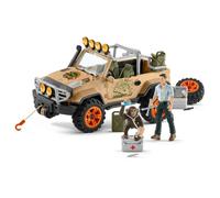 Véhicule tout-terrain avec treuil , Coffret de Jouets schleich 16 Pièces avec Chimpanzé, Jeep, Garde Forestier, Cadeau Jouet 3 ans