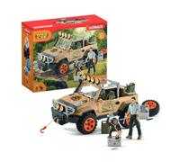 Véhicule tout-terrain avec treuil , Coffret de Jouets schleich 16 Pièces avec Chimpanzé, Jeep, Garde Forestier, Cadeau Jouet 3 ans