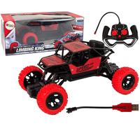 Véhicule tout-terrain télécommandé R/C 1:18 rouge.