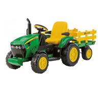 PEG John Deere Ground Force Tracteur Électrique pour Enfants 3+ Ans avec Batterie Rechargeable 12V, Remorque Incluse et Radio FM