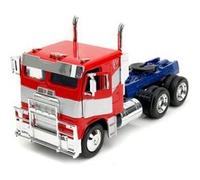 Jada Toys Transformers Optimus Prime (T7) comme camion de voiture de l'ascension des bêtes de Transformers, la voiture miniature Cast pour enfants et adultes à partir de 8 ans, 1:24, 27 cm, rouge/bleu