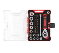 Véhicules Jeu d'outils Jeu De Clés À Cliquet, Douilles Et Mallette Rangement Compacte, Ensemble D'outils Universels Pour Vélo, 35 Pièces Outillage Mécanique Auto