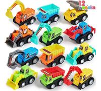 Véhicules Jouets À Tirer De 12 Pièces,Petite Voiture Enfant De 2 3 À 4 Ans,Petites Voitures,Modèles De Mini Camions,Jouets De Tracteur De Camion D'Excavatrice Pour Garçons Et Filles