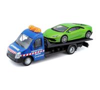 Véhicules Miniatures Die Cast 1/43 Street Fire - Camion Dépanneuse : Version Bleue "Assistance" Avec Lamborghini Verte