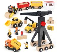 Véhicules techniques, jouets de grue pour enfants, jouets en bois, jouets de chantier, grue à tour, grue excavatrice, camion, camion à benne basculante, rouleau compresseur, cadeau pour les garçons de