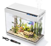 Vehipa Aquarium en Verre HD de 9 litres avec Filtre 3 en 1, Chauffage, éclairage 7 Couleurs, humidificateur Intelligent, Affichage de la température, décoration de Bureau