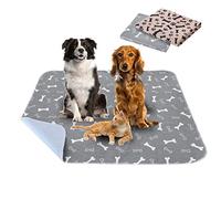 Vehipa Tapis éducateur Chien Lavable, Lot de 2, 90 x 80 cm, Motif os | Réutilisable, 4 Couches avec Barrière TPU, Ultra-Absorbant et Antidérapant, pour Chiots, Chiens âgés ou Incontinents