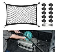 VEHIRIE Filet à Bagages Universel pour Coffre de Voiture, 70 x 50 cm Élastique Filet de Protection avec 10 Anneaux en D Compatible SUV, Berline et Plus