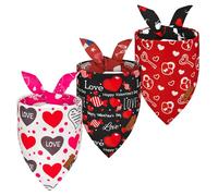 Vehomy Lot de 3 bandanas réversibles de Saint-Valentin pour chien et chat - Bandanas réversibles en forme de cœur - Pour chiens de petite, moyenne et grande taille XL