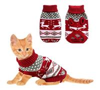 Vehomy Pull de Noël pour Chien et Animal Domestique - Vêtements de Noël Classiques Chauds - Renne, Flocon de Neige et Losanges - Pull pour Chaton, Chiot, Chat - Taille S